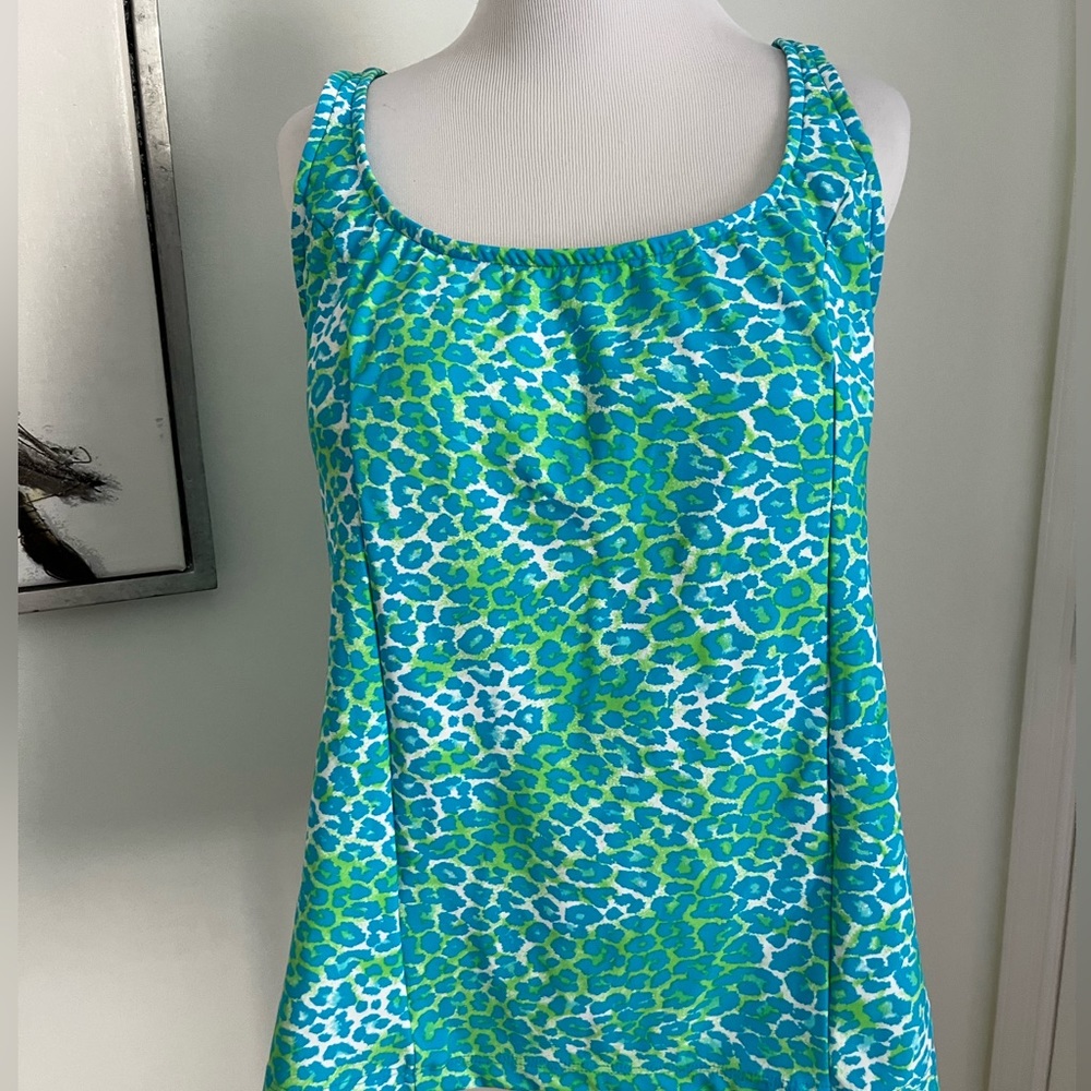 Orvis Women's Aqua Print Tankini Top Size 14